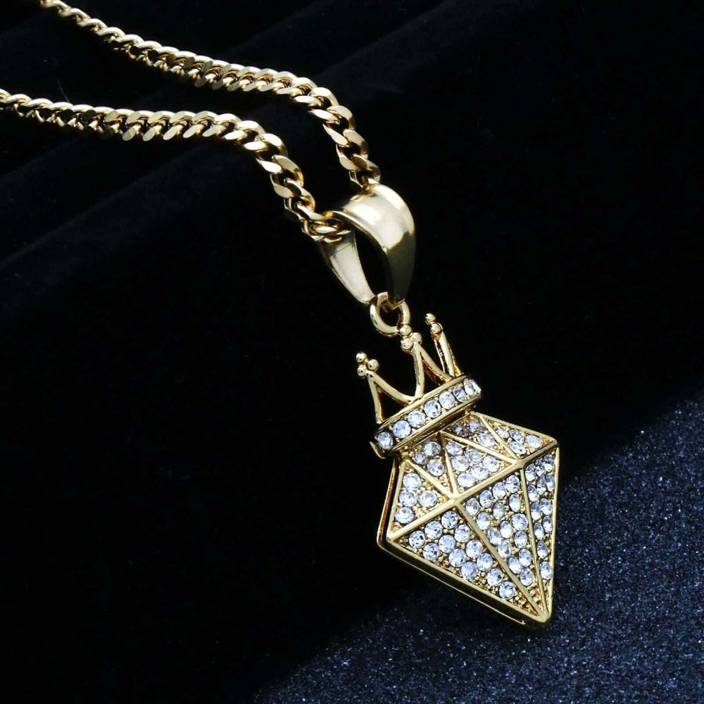 14k Gold Diamond 24" Cuban Chain + Pendant